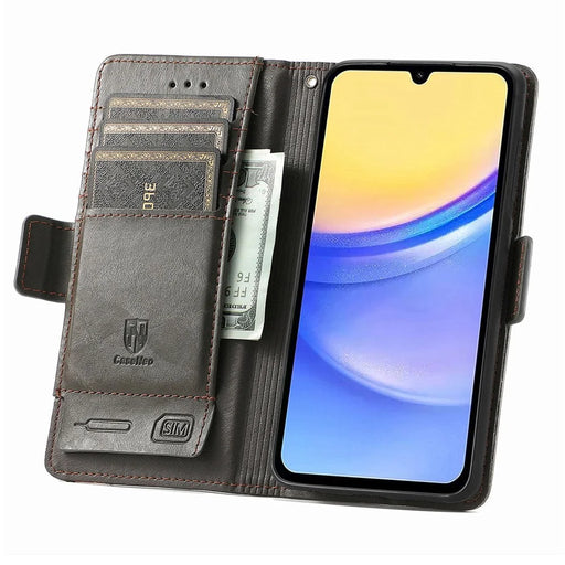 For Samsung Galaxy A15 4G / A15 5G Phone Cases CASENEO PU Leather Cover Stand with RFID Blocking Wallet - Grey - 2