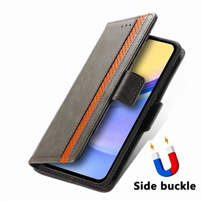 For Samsung Galaxy A15 4G / A15 5G Phone Cases CASENEO PU Leather Cover Stand with RFID Blocking Wallet - Grey - 4