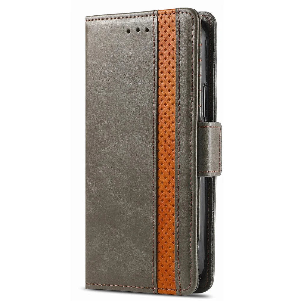 For Samsung Galaxy A15 4G / A15 5G Phone Cases CASENEO PU Leather Cover Stand with RFID Blocking Wallet - Grey - 7