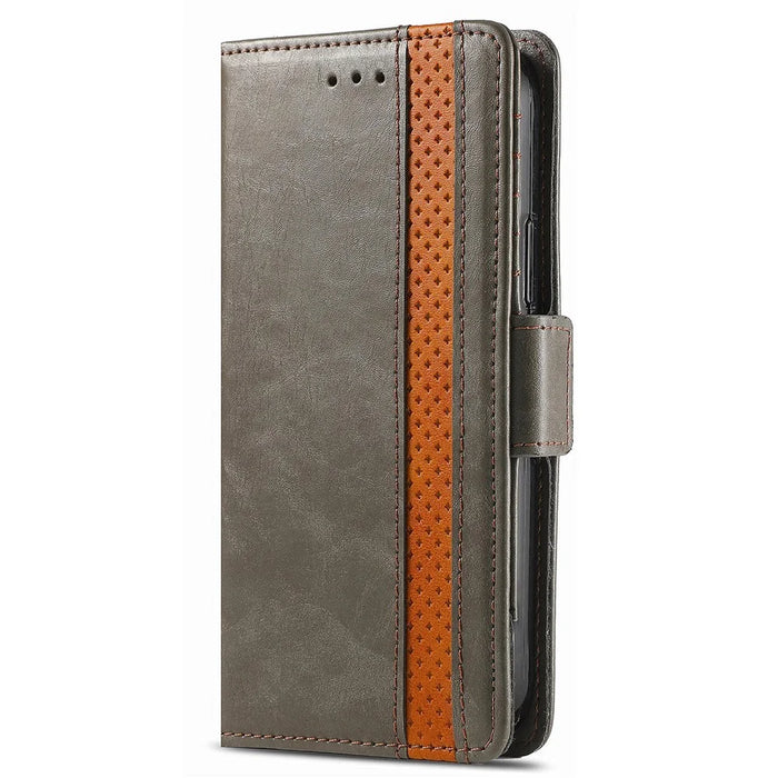 For Samsung Galaxy A15 4G / A15 5G Phone Cases CASENEO PU Leather Cover Stand with RFID Blocking Wallet - Grey - 7