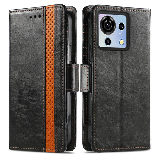 For ZTE Blade V50 Vita Phone Cases CASENEO PU Leather Cover Stand with RFID Blocking Wallet - Black - 1