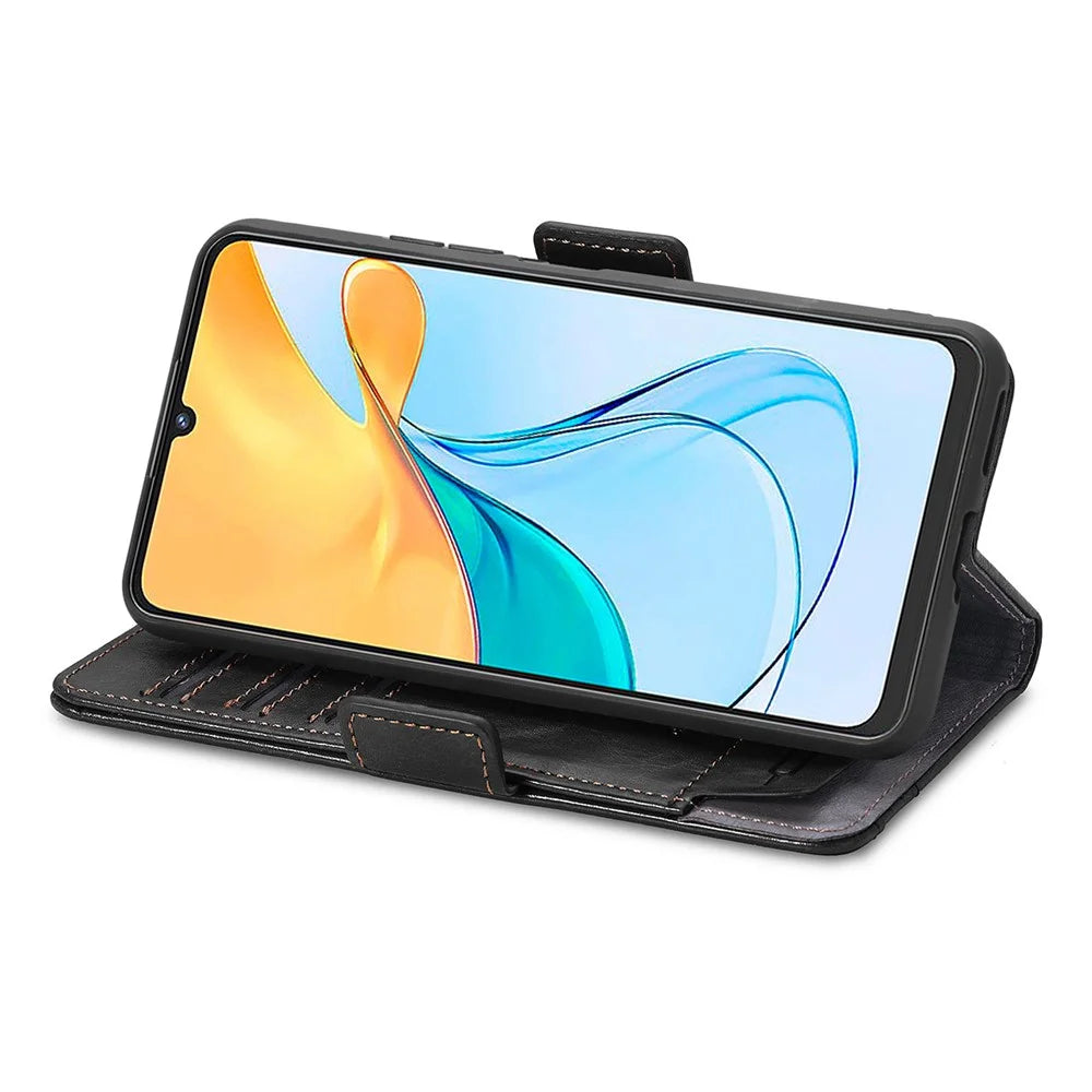 For ZTE Blade V50 Vita Phone Cases CASENEO PU Leather Cover Stand with RFID Blocking Wallet - Black - 3