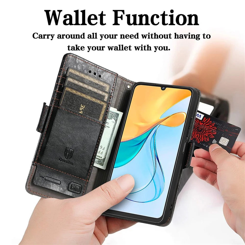 For ZTE Blade V50 Vita Phone Cases CASENEO PU Leather Cover Stand with RFID Blocking Wallet - Black - 5