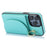 For iPhone 12 / 12 Pro Cell Phone Case Ring Kickstand Card Bag PU+TPU Cover - Green - 2