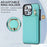 For iPhone 12 / 12 Pro Cell Phone Case Ring Kickstand Card Bag PU+TPU Cover - Green - 4