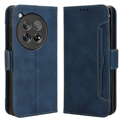 For OnePlus 12R 5G / Ace 3 5G Leather Case Card Holder Wallet Flip Phone Cover - Blue - 1