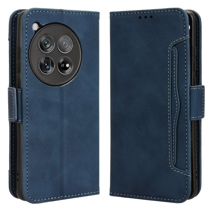 For OnePlus 12R 5G / Ace 3 5G Leather Case Card Holder Wallet Flip Phone Cover - Blue - 1