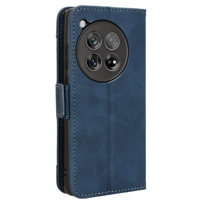 For OnePlus 12R 5G / Ace 3 5G Leather Case Card Holder Wallet Flip Phone Cover - Blue - 7