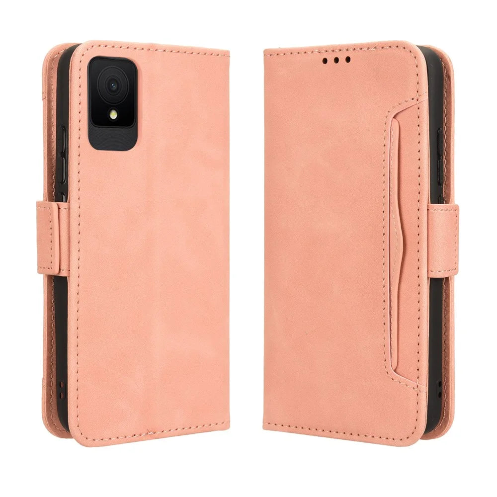 PU Leather Phone Case for TCL 502 Wallet Multiple Card Holder Flip Cover - Pink - 1