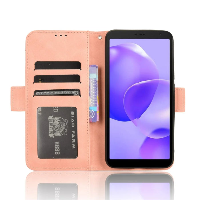 PU Leather Phone Case for TCL 502 Wallet Multiple Card Holder Flip Cover - Pink - 3