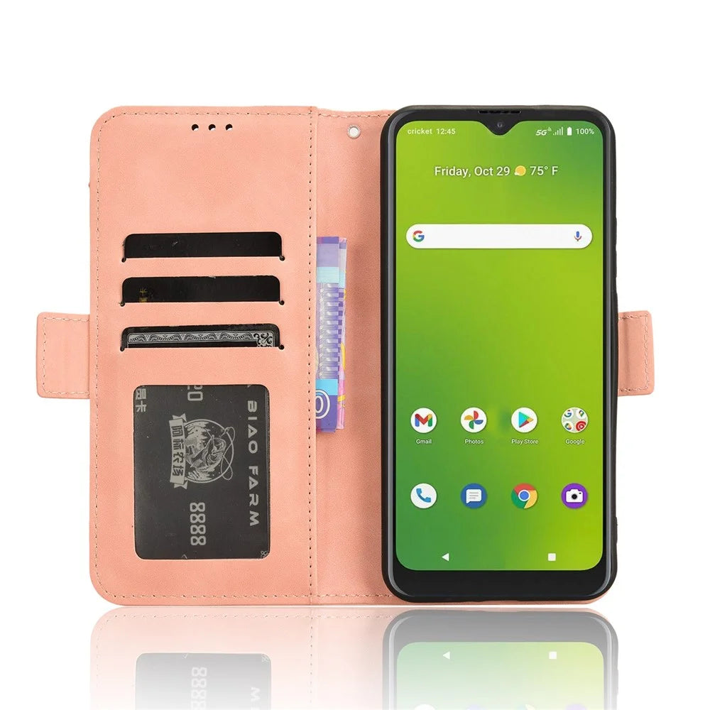 For Cricket Icon 5 / AT&T Motivate 4 Case Leather Phone Cover with Card Holder Wallet - Pink - 3