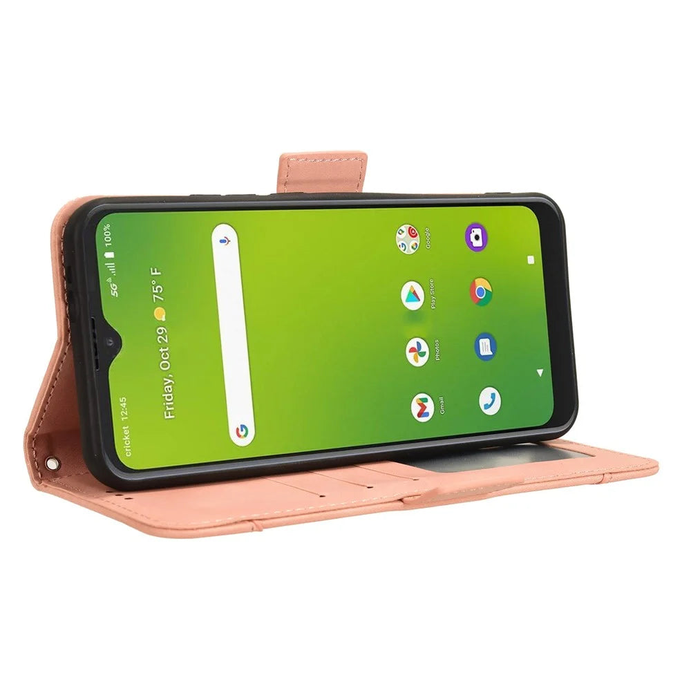 For Cricket Icon 5 / AT&T Motivate 4 Case Leather Phone Cover with Card Holder Wallet - Pink - 4