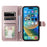 For iPhone 15 Pro Leather Case with Strap Wallet Phone Cover Rhombus Grid Pattern - Rose Gold - 2