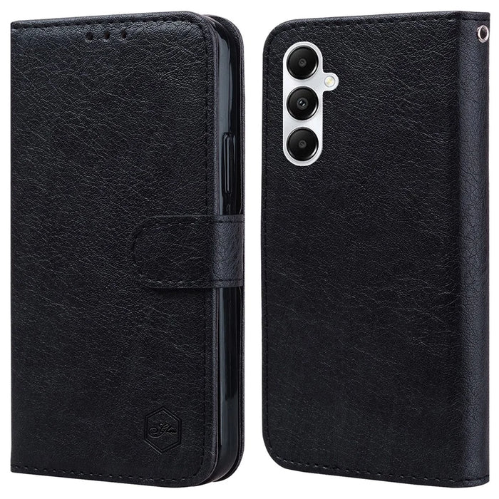 For Samsung Galaxy A35 5G Cell Phone Case PU Leather+TPU Drop-proof Wallet Cover - Black - 1