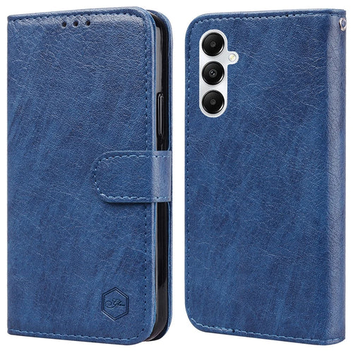 For Samsung Galaxy A55 5G Case Solid Color PU Leather Stand Phone Cover - Dark Blue - 1