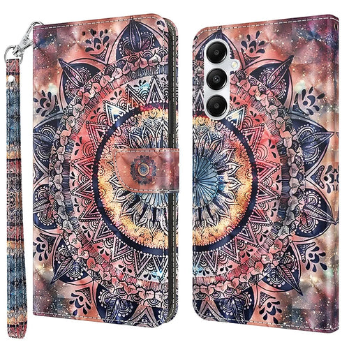 For Samsung Galaxy A35 5G Case Leather 3D Pattern Printing Phone Cover with Card Holder - Color Mandala - 1
