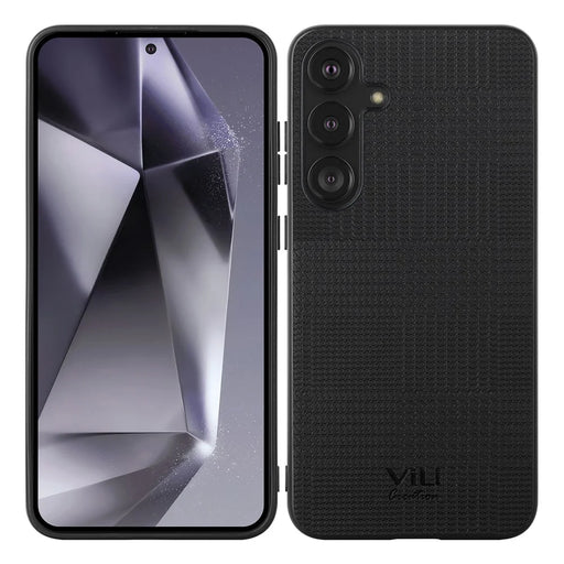VILI TH Series for Samsung Galaxy S24 Case Leather Coated PC+TPU Anti-drop Back Cover - Black - 1