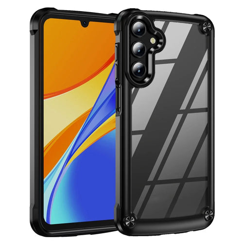 For Samsung Galaxy A15 4G / 5G Phone Case Hybrid PC + TPU Back Cover with Alloy Lens Frame - Black - 1