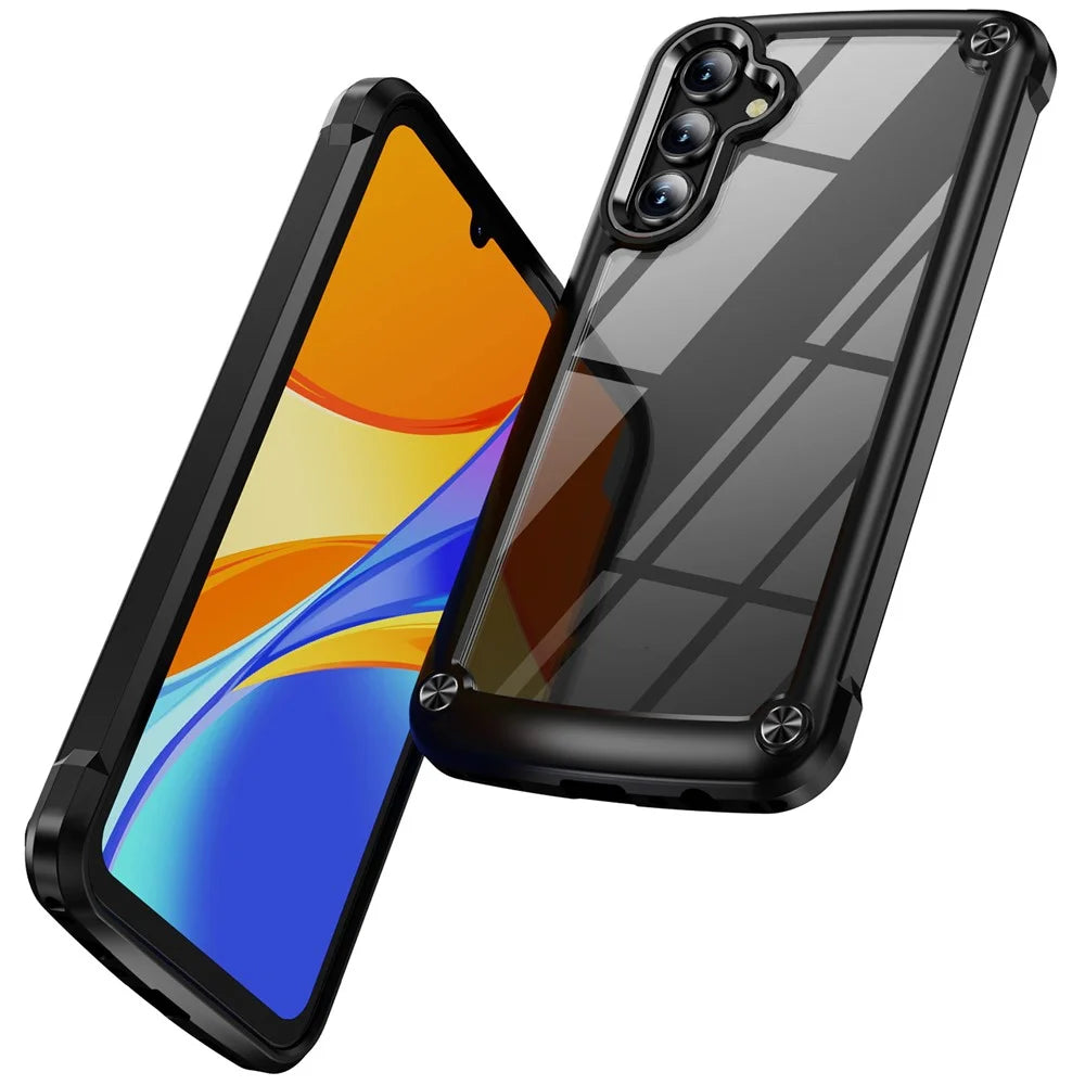 For Samsung Galaxy A15 4G / 5G Phone Case Hybrid PC + TPU Back Cover with Alloy Lens Frame - Black - 2