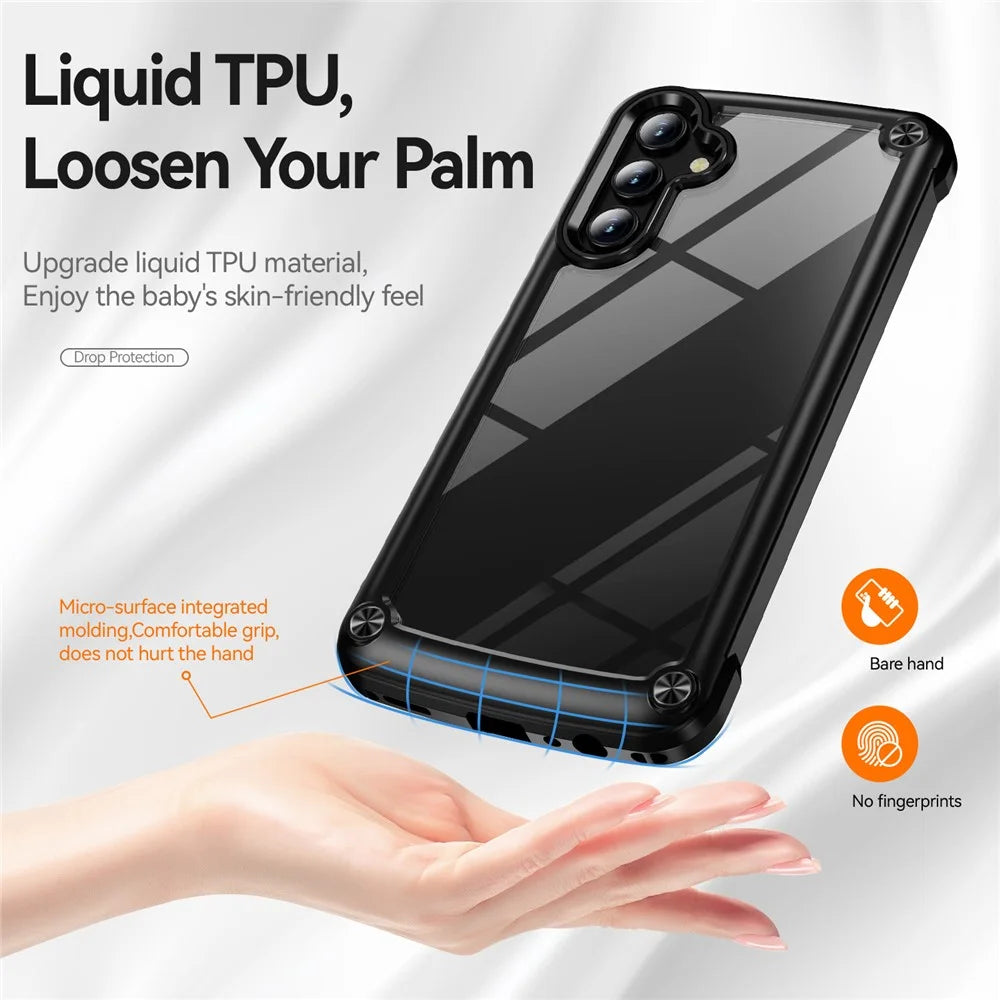 For Samsung Galaxy A15 4G / 5G Phone Case Hybrid PC + TPU Back Cover with Alloy Lens Frame - Black - 3