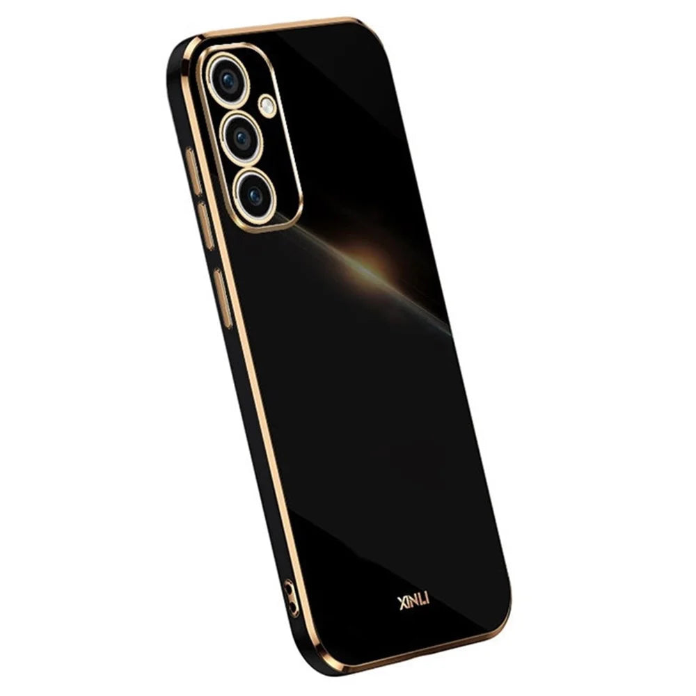 XINLI For Samsung Galaxy A25 5G (Global) (161.0 x 76.5 x 8.3mm) Cell Phone Case Soft TPU Electroplating Cover - Black - 1