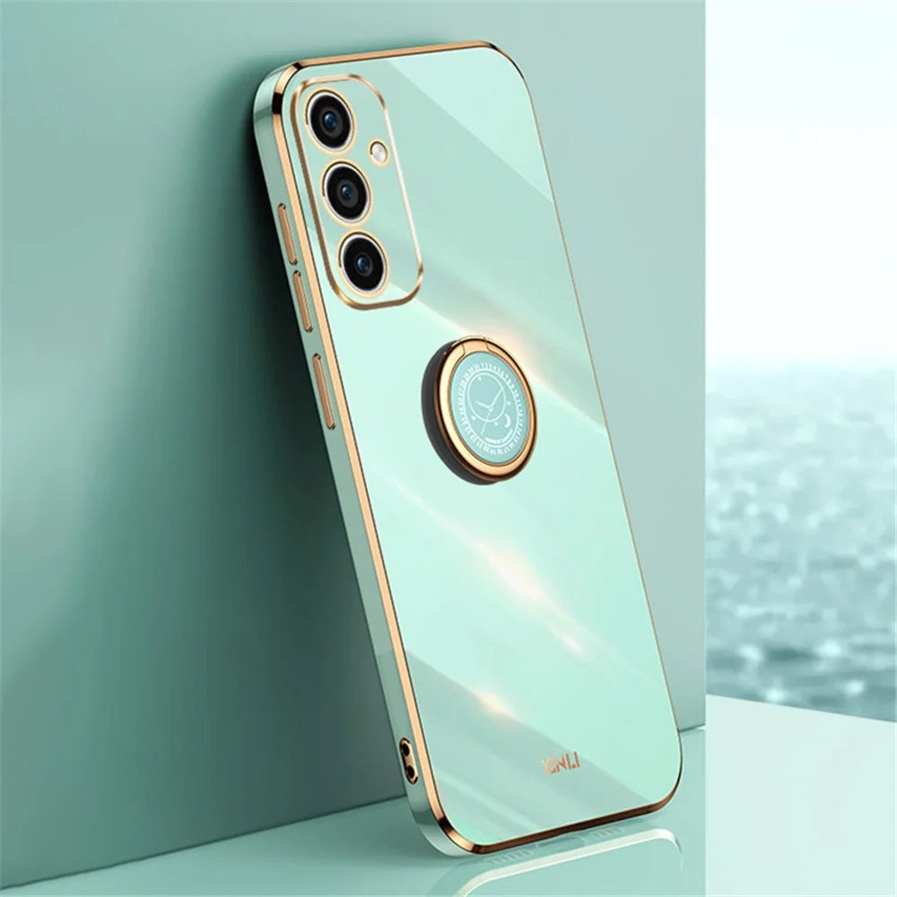 XINLI For Samsung Galaxy A25 5G (Global) (161.0 x 76.5 x 8.3mm) Case Soft TPU Kickstand Phone Cover - Cyan - 2