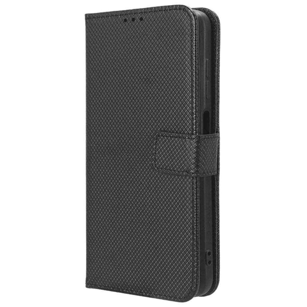 For Samsung Galaxy Xcover7 Case Diamond Texture Leather Phone Stand Cover - Black - 6