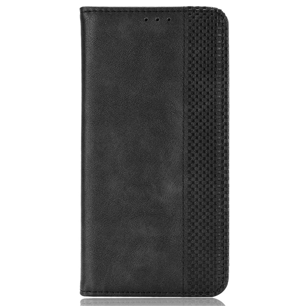 For Samsung Galaxy Xcover7 Wallet Case PU Leather Stand Retro Phone Cover - Black - 6