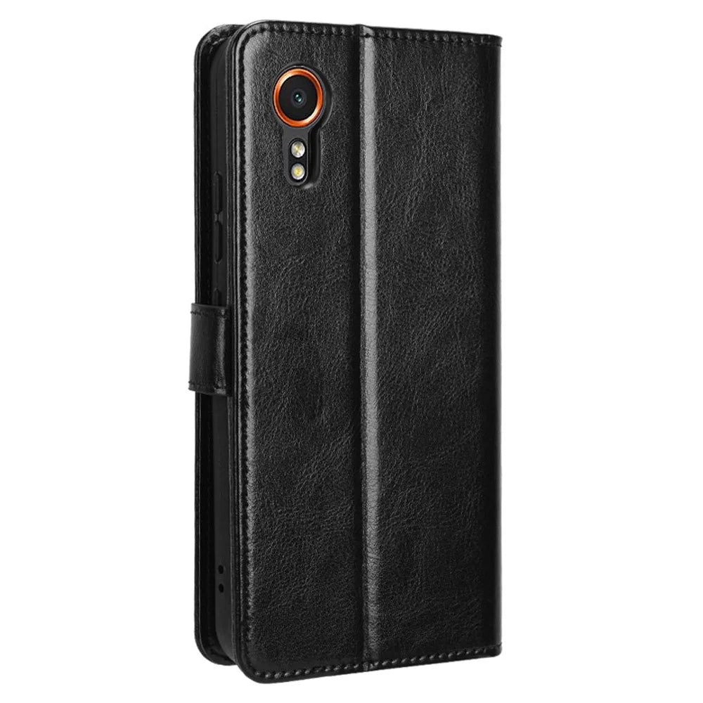 For Samsung Galaxy Xcover7 Cell Phone Case  Anti-scratch Leather Crazy Horse Texture Shell - Black - 6