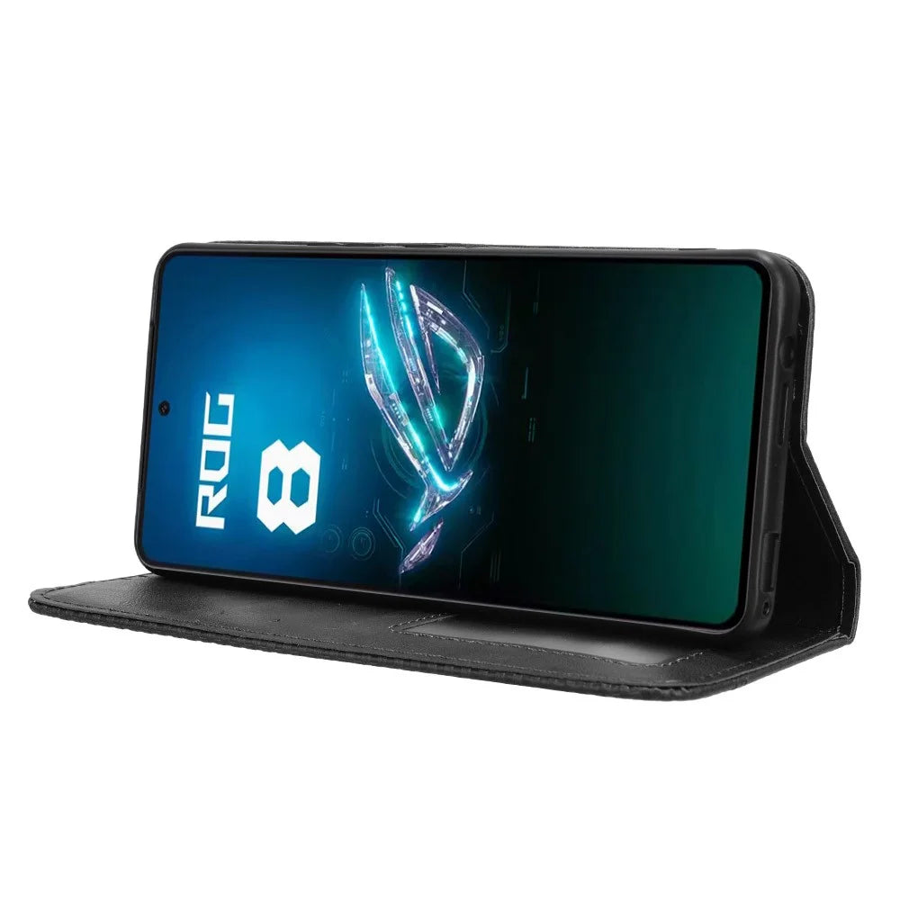 For Asus ROG Phone 8 Pro 5G / 8 5G Case Magnetic Closing Wallet Leather Phone Cover - Black - 3