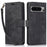 For Google Pixel 8 Pro Flip Leather Case Orchid Butterfly Pattern Wallet Phone Cover - Black - 1