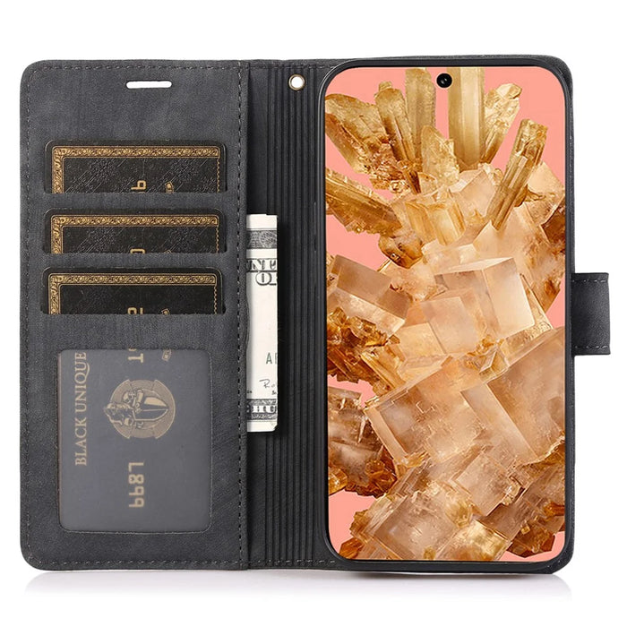 For Google Pixel 8 Pro Flip Leather Case Orchid Butterfly Pattern Wallet Phone Cover - Black - 2