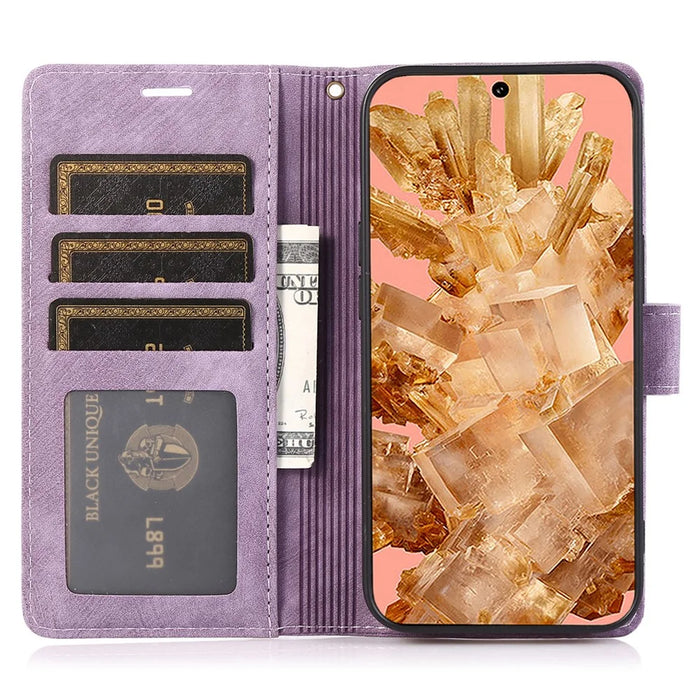 For Google Pixel 8 Case Orchid Butterfly Pattern Leather Cover Phone Wallet - Purple - 2