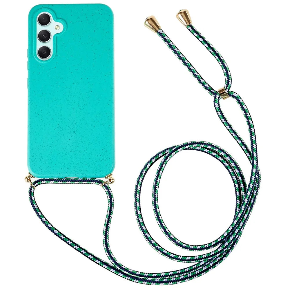 For Samsung Galaxy S24+ Eco-friendly Wheat Straw Case Soft TPU Phone Cover - Sky Blue - 1