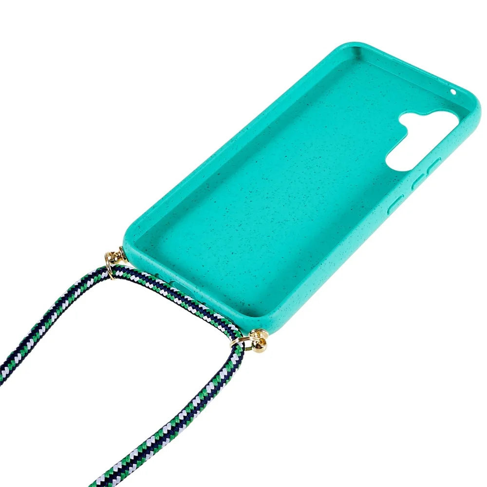 For Samsung Galaxy S24+ Eco-friendly Wheat Straw Case Soft TPU Phone Cover - Sky Blue - 4