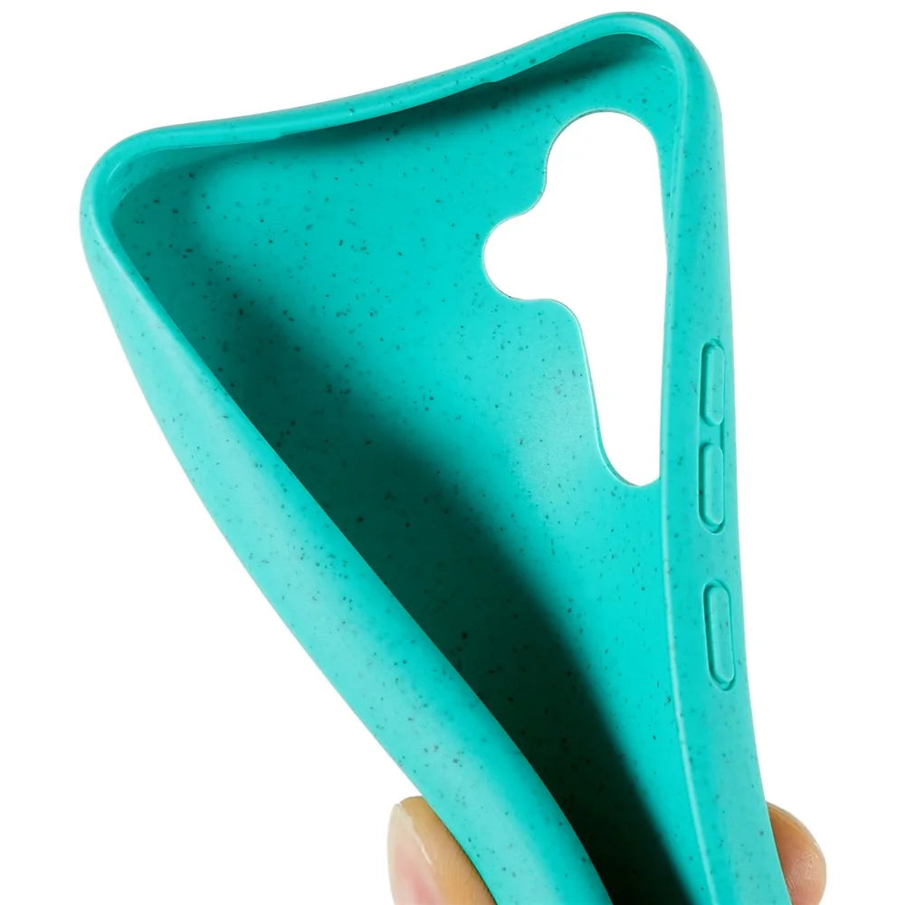 For Samsung Galaxy S24+ Eco-friendly Wheat Straw Case Soft TPU Phone Cover - Sky Blue - 5