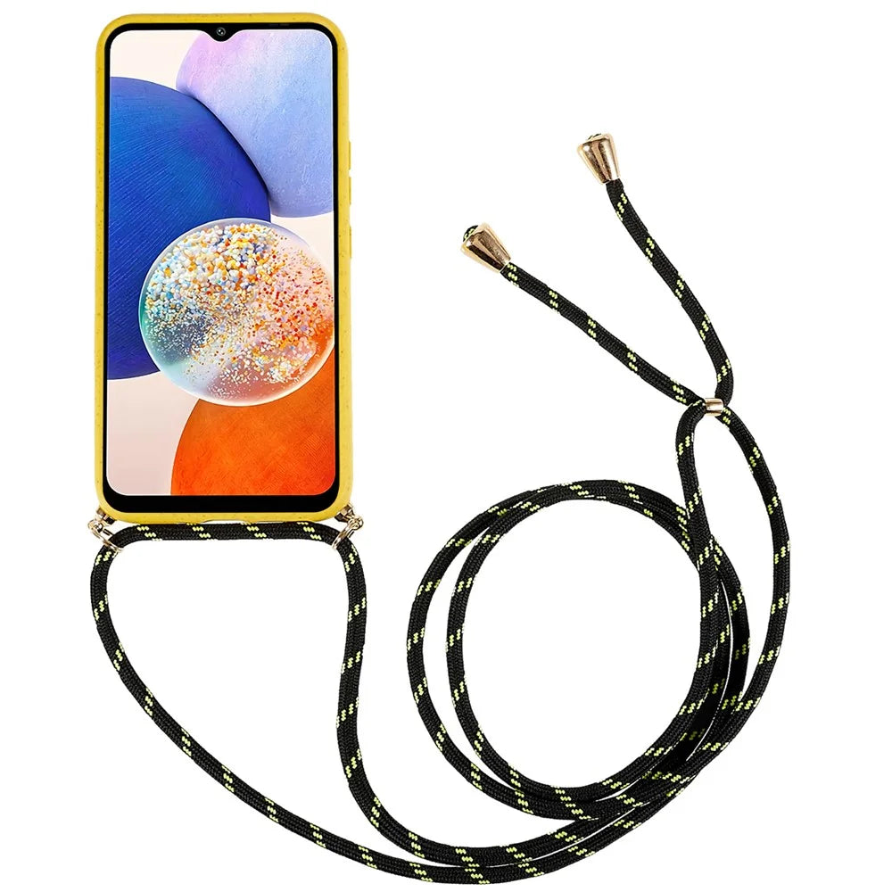 For Samsung Galaxy A15 5G Mobile Phone Case Wheat Straw+TPU Cover Biodegradable Recyclable - Yellow - 2