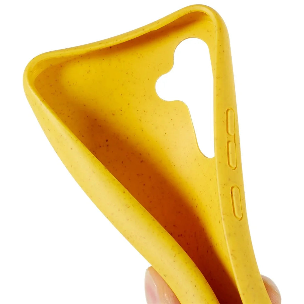 For Samsung Galaxy A15 5G Mobile Phone Case Wheat Straw+TPU Cover Biodegradable Recyclable - Yellow - 5