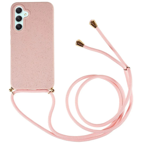 For Samsung Galaxy A05s 4G Eco Phone Case Crossbody Wheat Straw Cover Biodegradable - Pink - 1