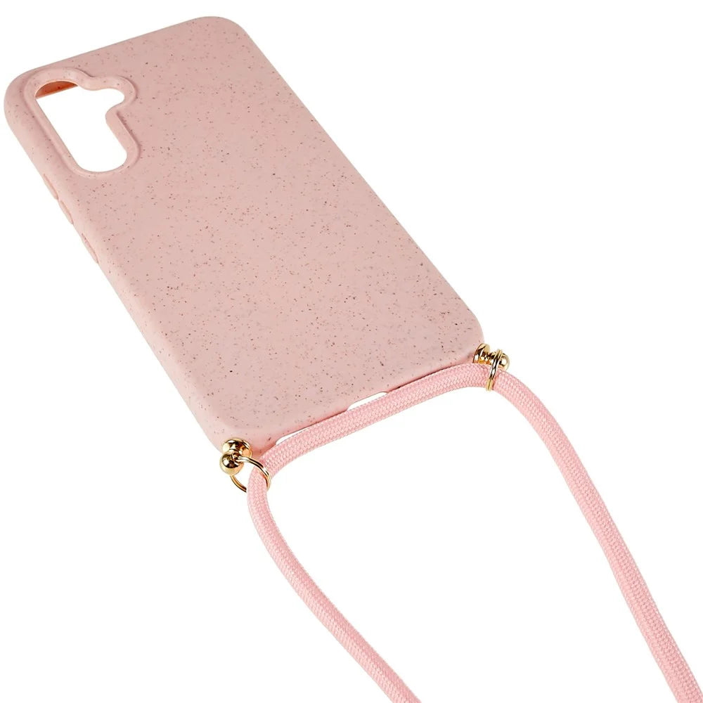 For Samsung Galaxy A05s 4G Eco Phone Case Crossbody Wheat Straw Cover Biodegradable - Pink - 3