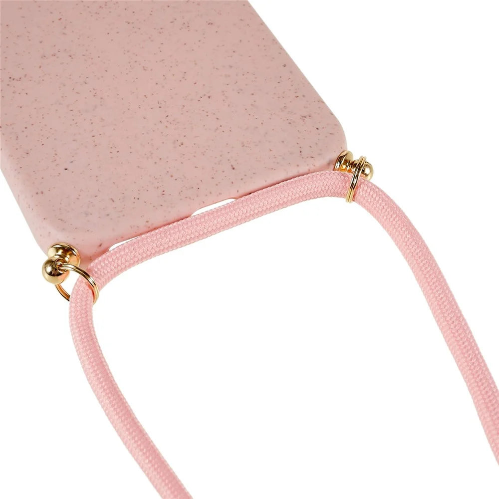 For Samsung Galaxy A05s 4G Eco Phone Case Crossbody Wheat Straw Cover Biodegradable - Pink - 6
