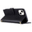 For iPhone 15 Plus Wallet Case PU Leather Cover Stitching Rhombus Grid - Black - 3