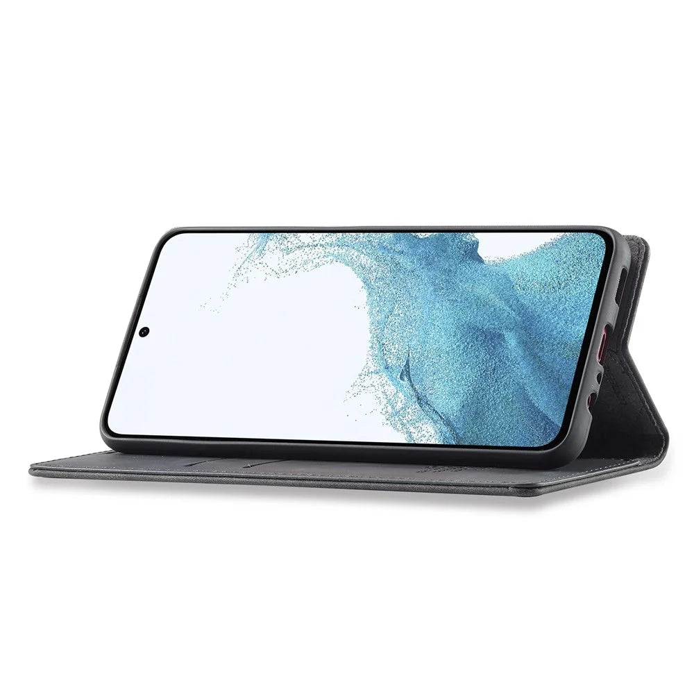 LC.IMEEKE For Samsung Galaxy A35 5G Microfiber Leather Case Phone Cover Magnetic Closing - Black - 4