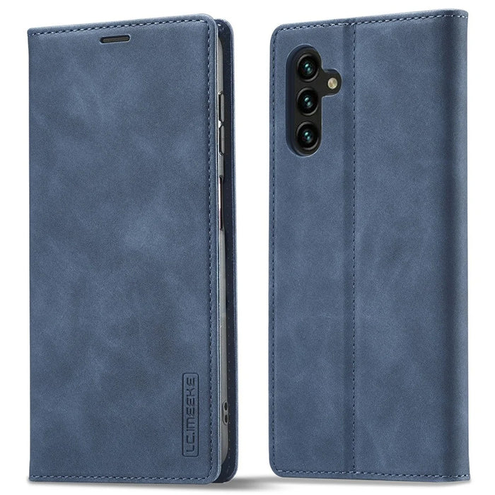 LC.IMEEKE For Samsung Galaxy A55 5G Wallet Case Microfiber Leather Phone Cover - Blue - 1