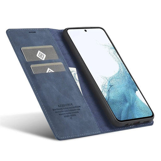 LC.IMEEKE For Samsung Galaxy A55 5G Wallet Case Microfiber Leather Phone Cover - Blue - 2