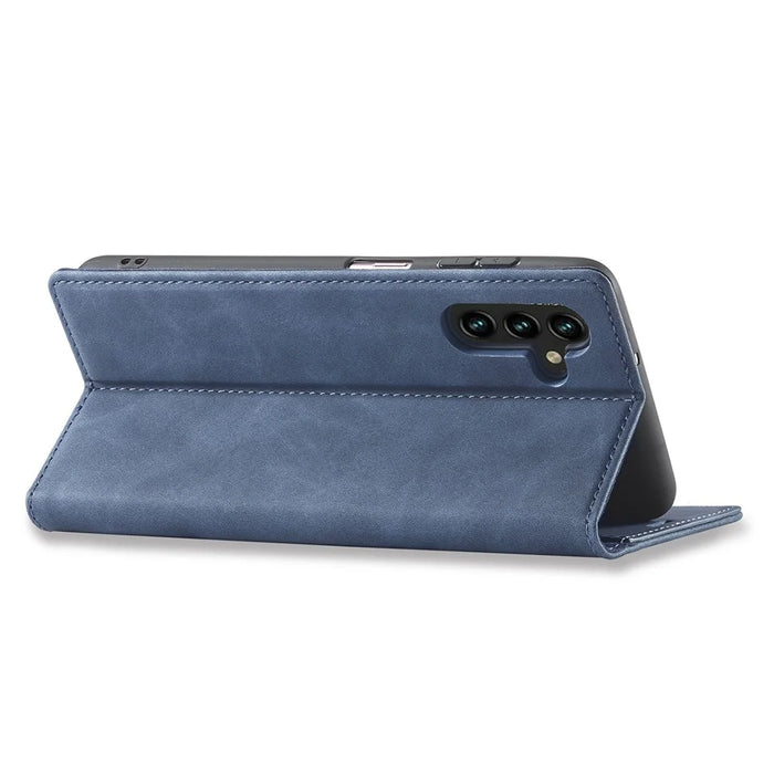 LC.IMEEKE For Samsung Galaxy A55 5G Wallet Case Microfiber Leather Phone Cover - Blue - 3