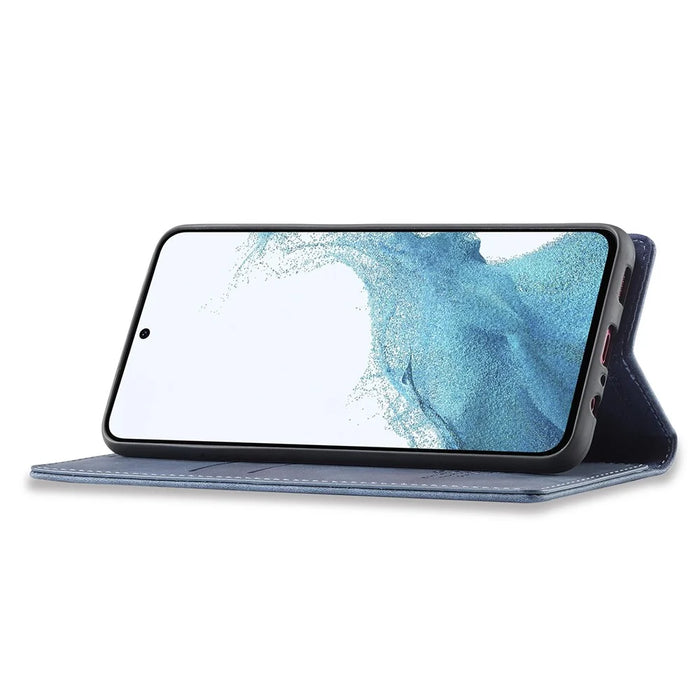 LC.IMEEKE For Samsung Galaxy A55 5G Wallet Case Microfiber Leather Phone Cover - Blue - 4