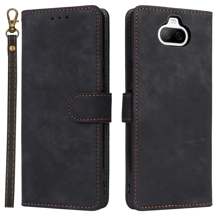 For Sony Xperia 8 Case RFID Blocking PU Leather Phone Cover with Wallet - Black - 1