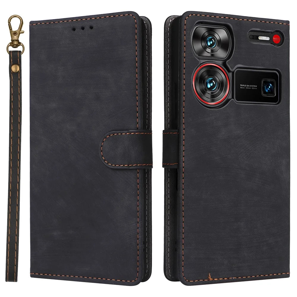 For ZTE nubia Z60 Ultra Leather Case RFID Blocking Wallet Phone Cover - Black - 1