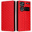 For ZTE nubia Z60 Ultra Wallet Case PU Leather Cover Rhombus Imprinted - Red - 1
